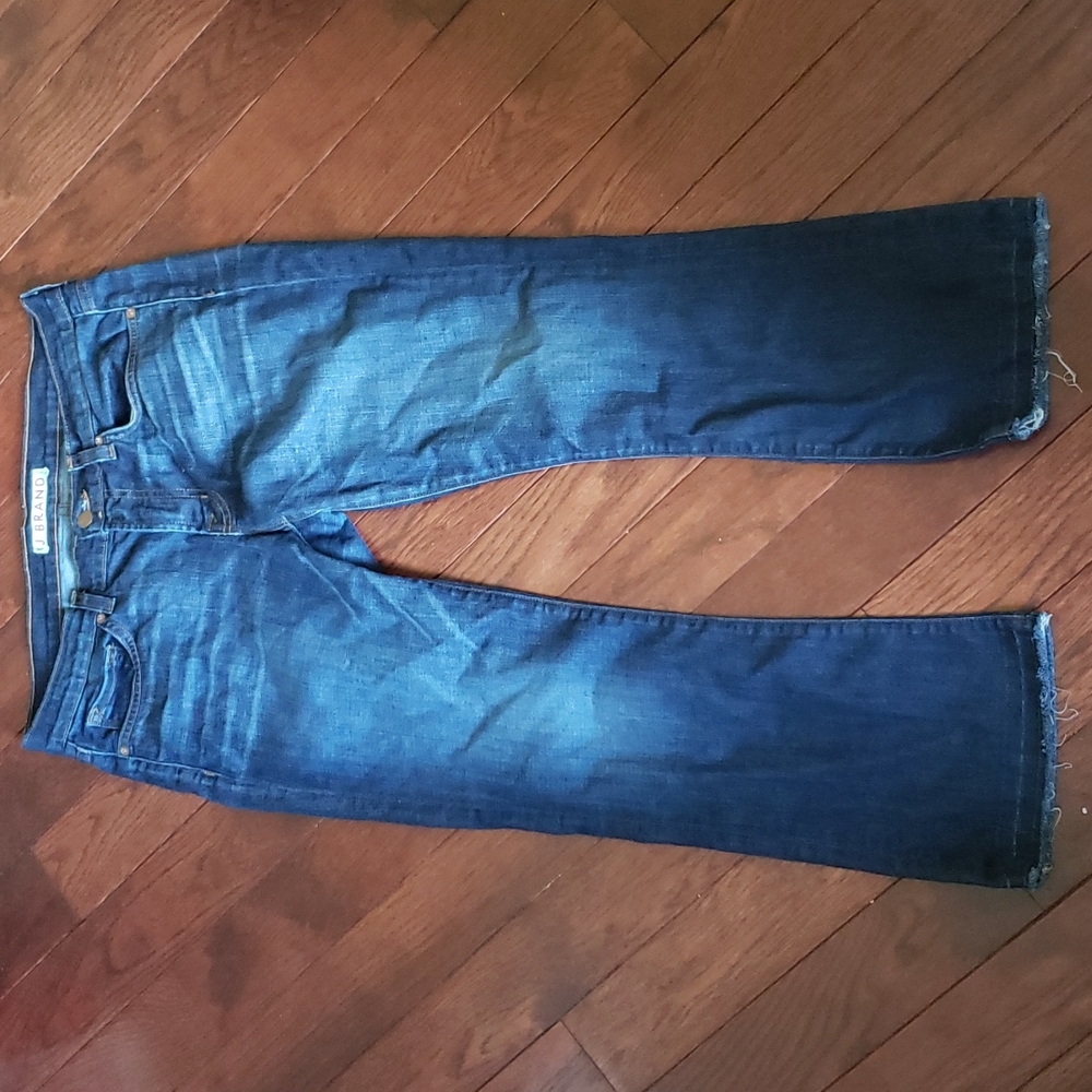 J Brand Dark Wash Gigi Raw Hem Crop Jeans